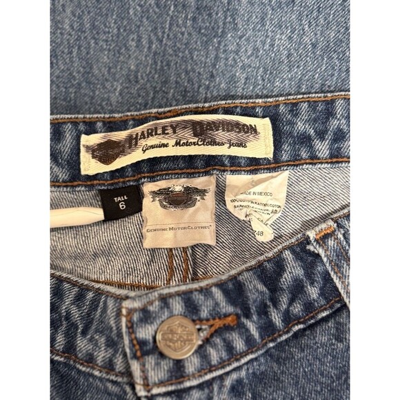 Harley Davidson Womens Jeans Blue Denim Straight Mid Rise Moto Y2K Size 6 Tall - Picture 3 of 13